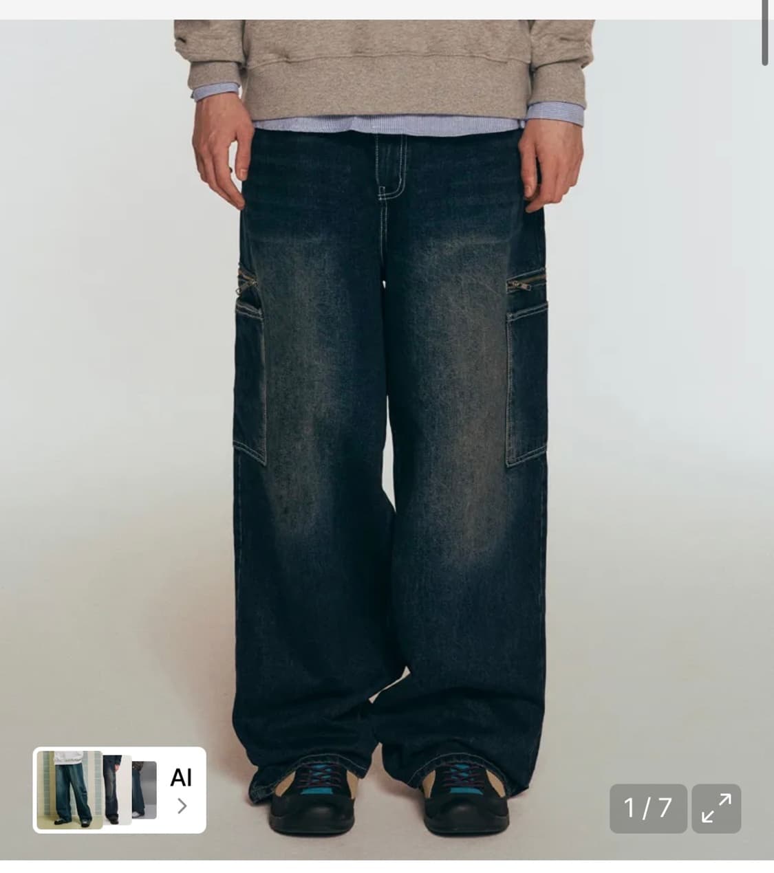 캑터스도넛마켓 사이드 지퍼 포켓 데님 XL 새상품 상품이미지1