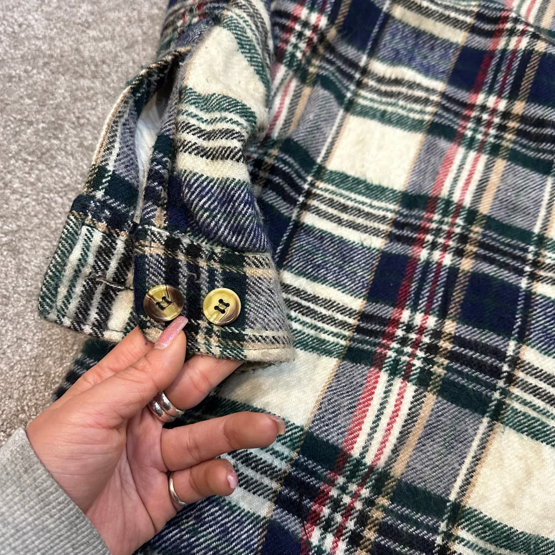 빈티지 체크 플란넬 쉐르파 자켓 셔츠L 상품이미지7