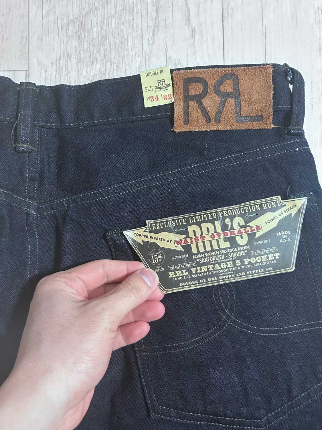 RRL 더블알엘 빈티지 파이브 포켓 인디고 리지드 데님 팬츠 34x32 상품이미지4