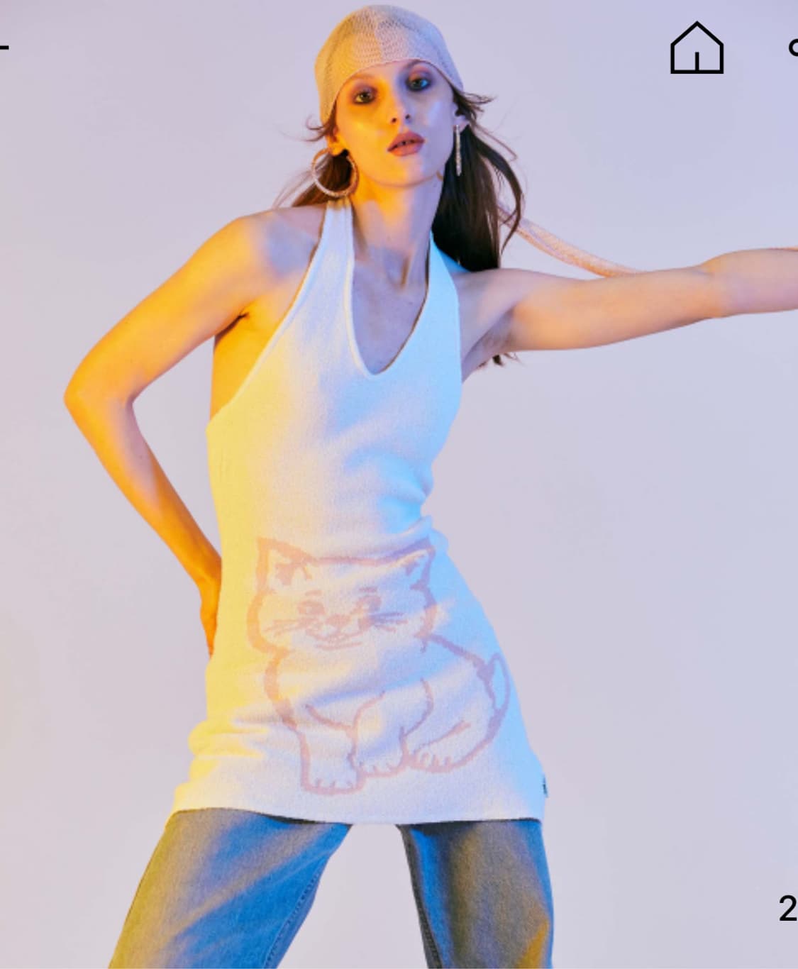 스컬프터 knit cat halter dress white/pink 상품이미지2