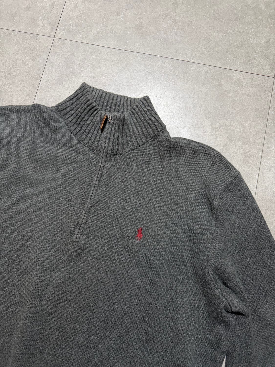 00s  랄프로렌 폴로  차콜컬러   빈티지  코튼 니트  하프집업  1 상품이미지9