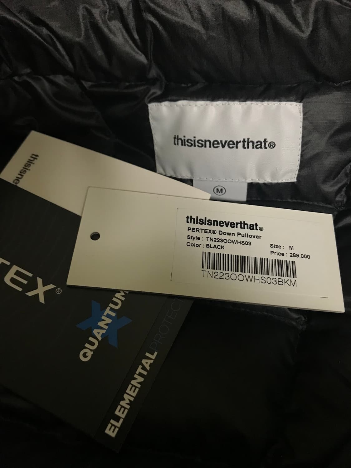 디스이즈네버댓 퍼텍스 다운 풀오버 아노락 경량 패딩 블랙 퀼팅 상품이미지4