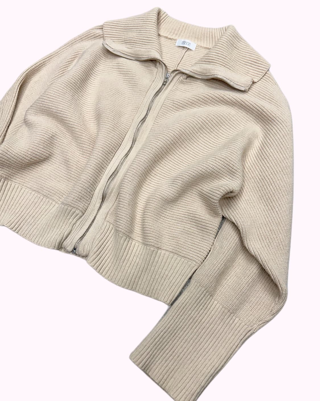 ribbed beige knit zip-up 상품이미지2