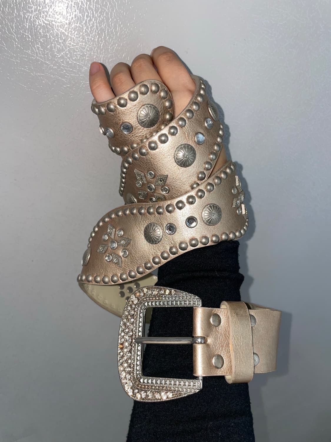 골든 베이지 레더 웨스턴 벨트 상품이미지1