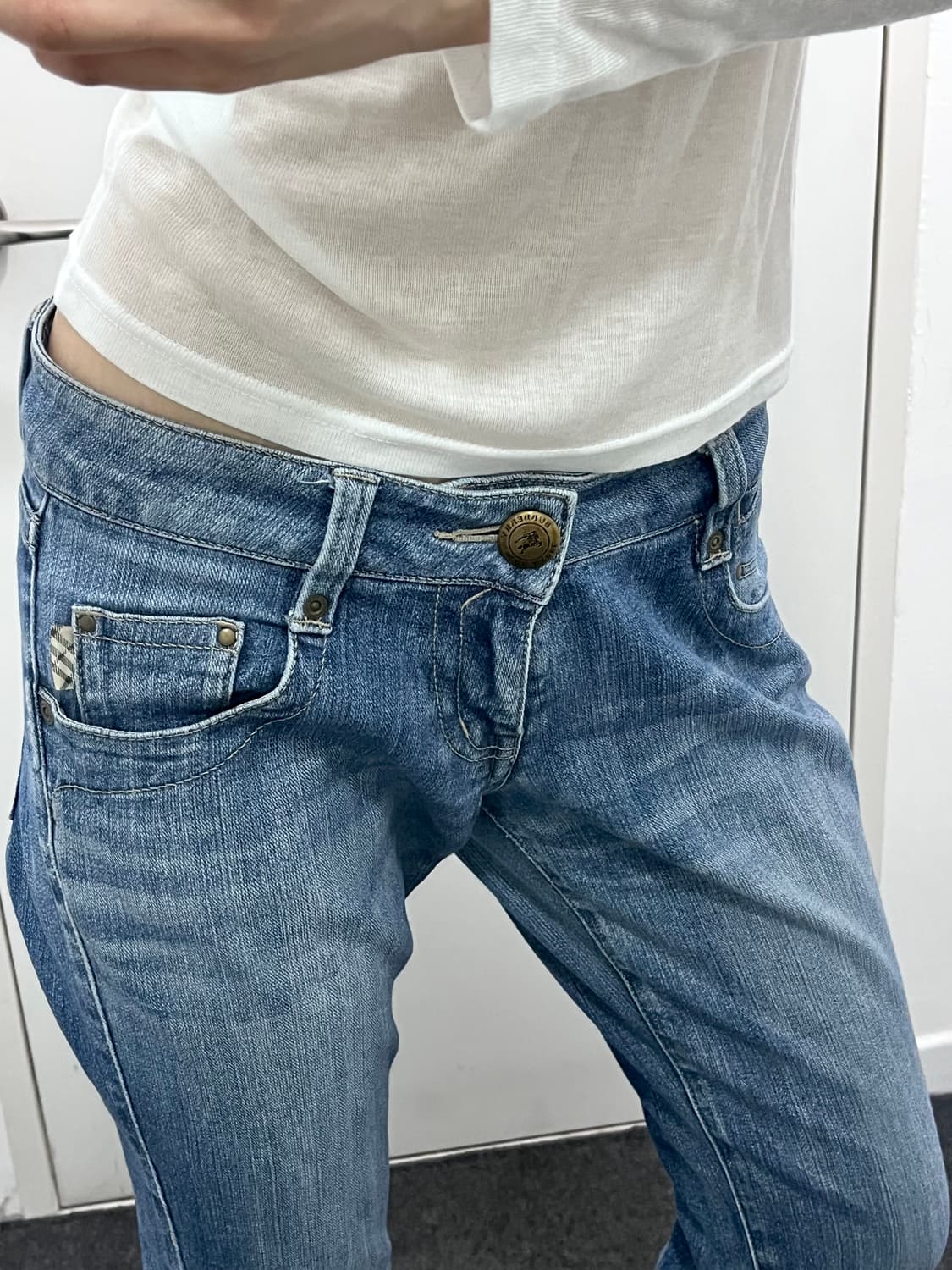 버버리 노바체크 데님 카프리 팬츠 바지 상품이미지3