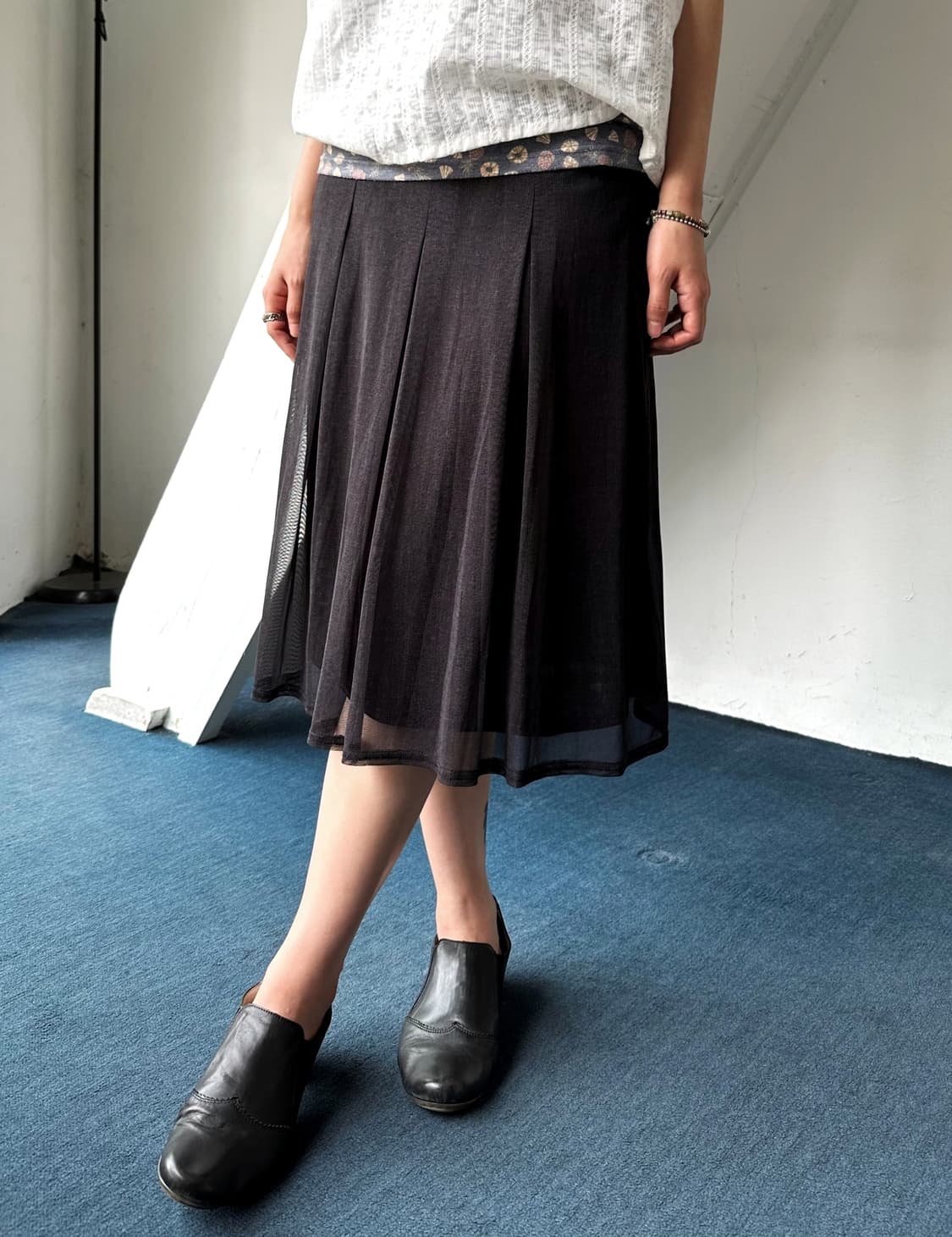 Sheer layer fabric banded loose skirt 상품이미지10