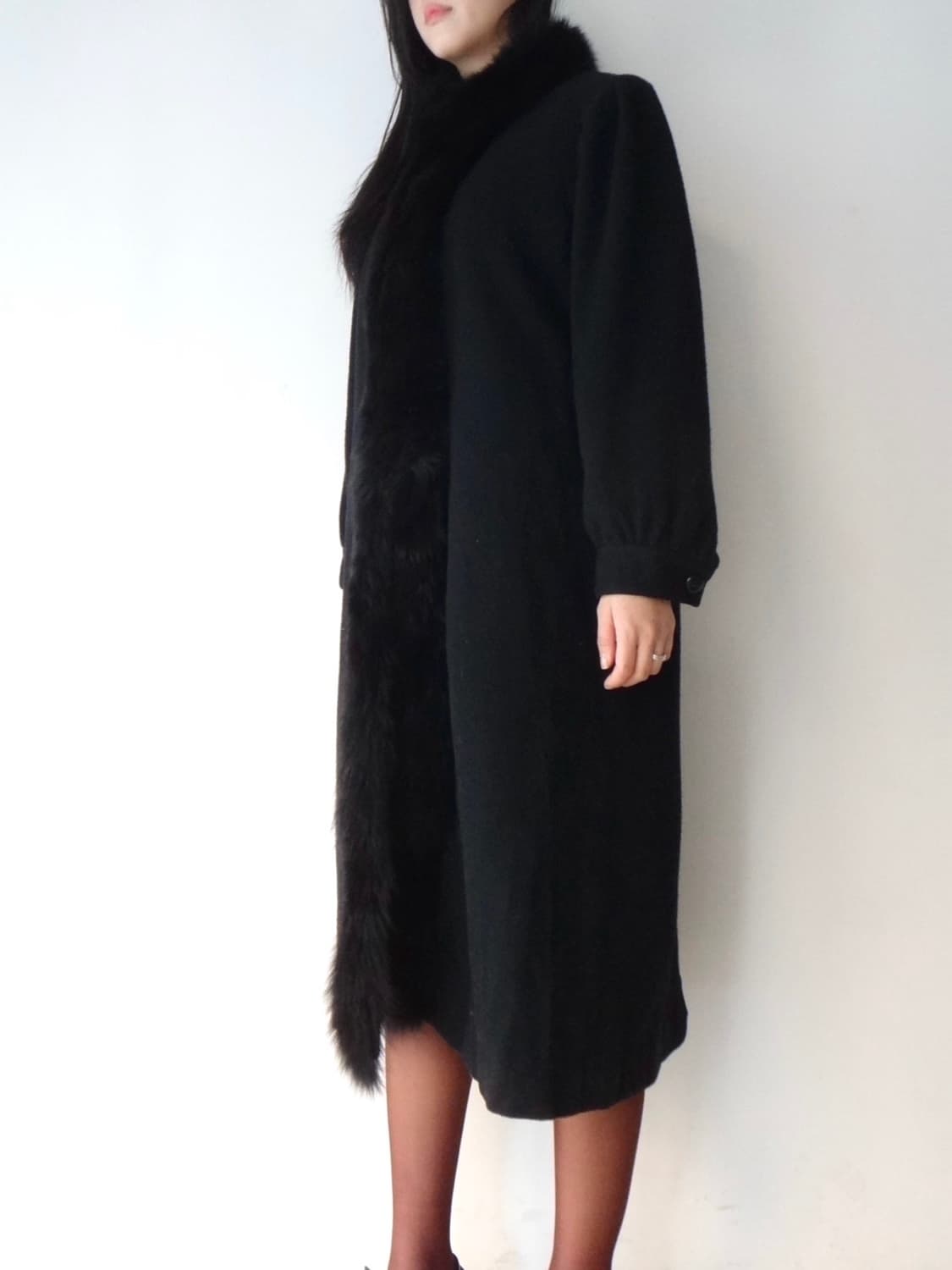 Queen tailor fur long coat / black 상품이미지7