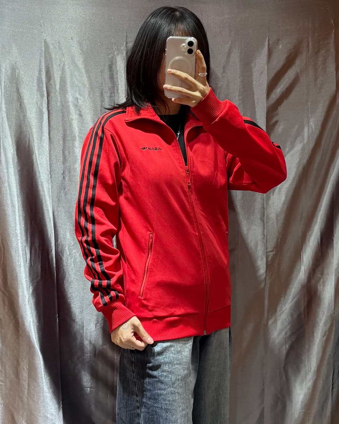 M 아디다스 파이어버드 스펠링 로고 레드 트랙탑 상품이미지1