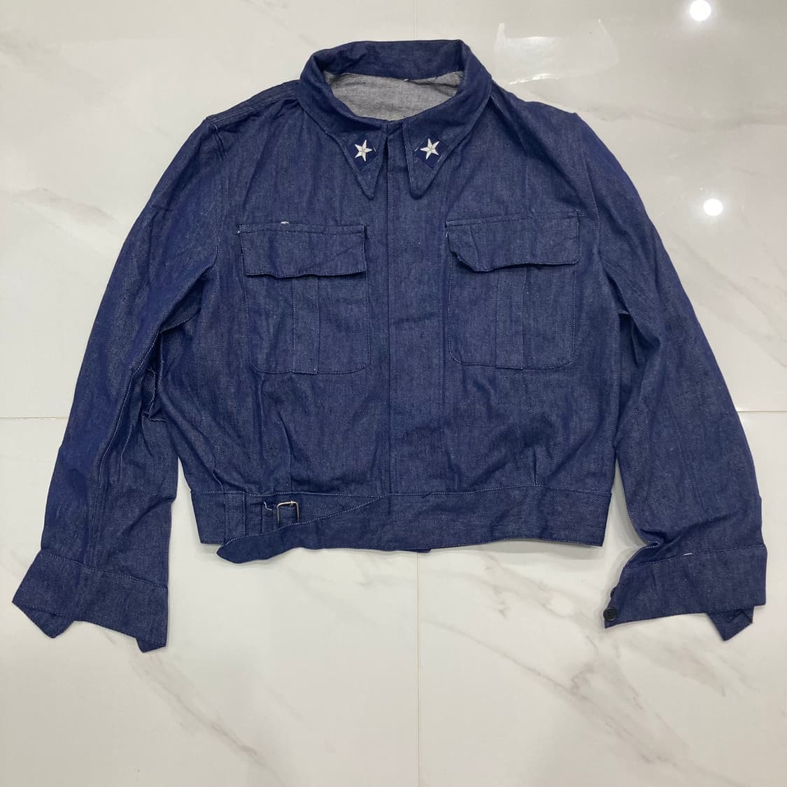 [미사용품]70s Italian navy 데님 배틀드레스 자켓 상품이미지1