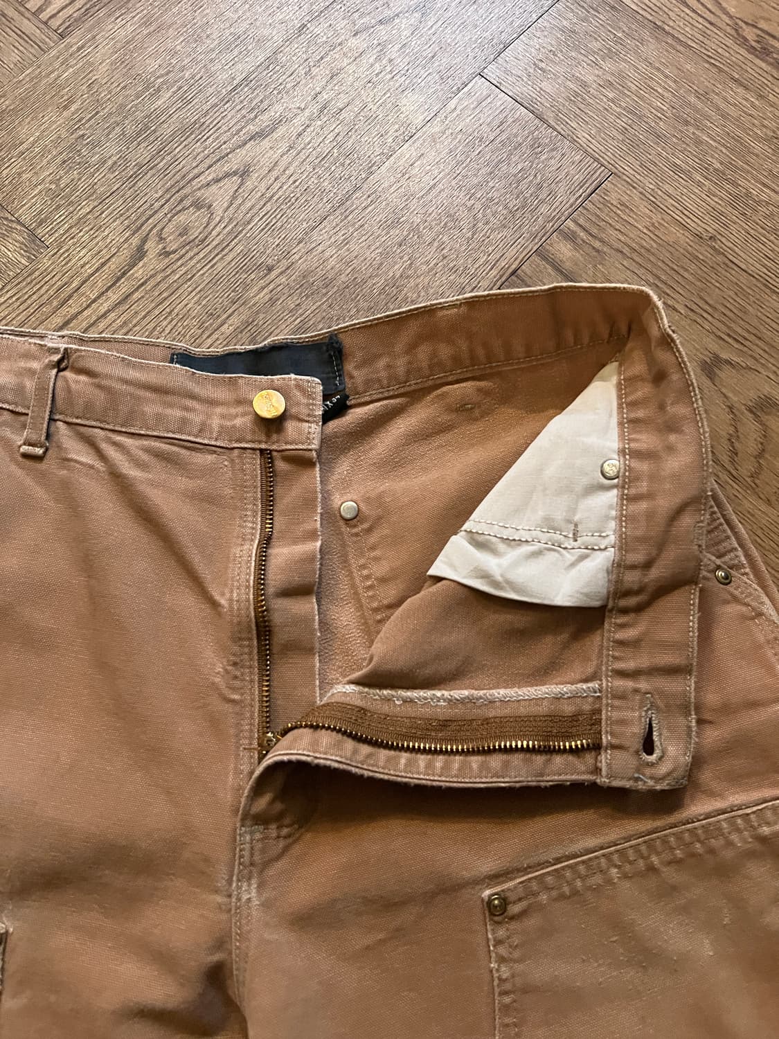 [34]칼하트 Made in USA 더티워싱 브라운 더블니 워크 팬츠 상품이미지6