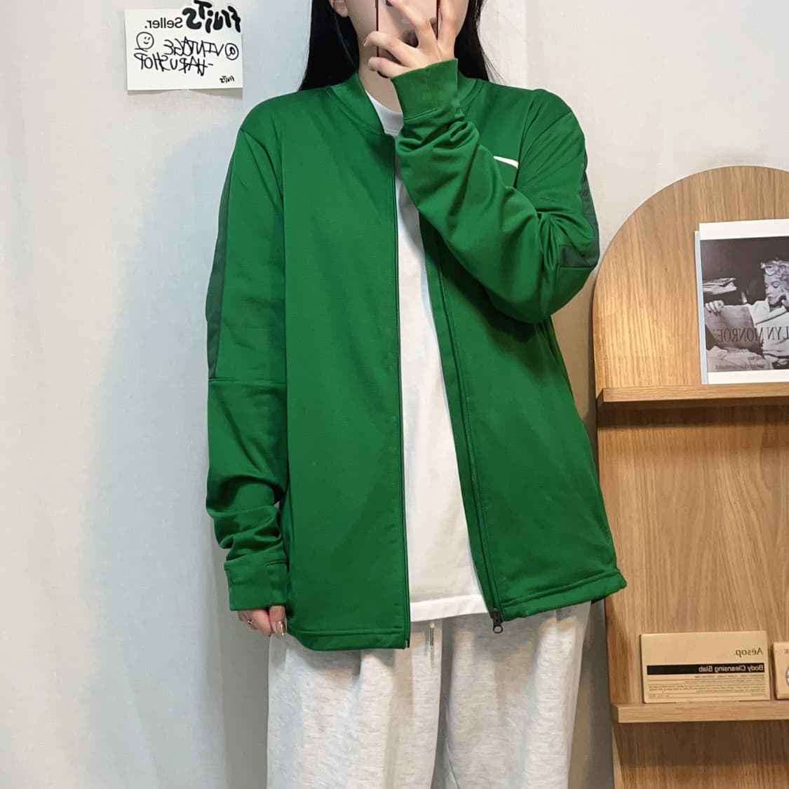 [정품] 나이키 그린 화이트스우시 져지 집업 [ L ] 상품이미지3