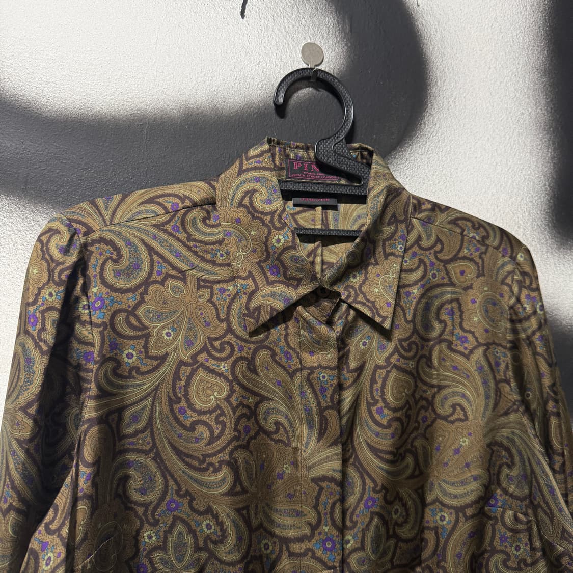 VTG 빈티지 실크 페이즐리 패턴 핀턱 긴팔 셔츠 상품이미지3