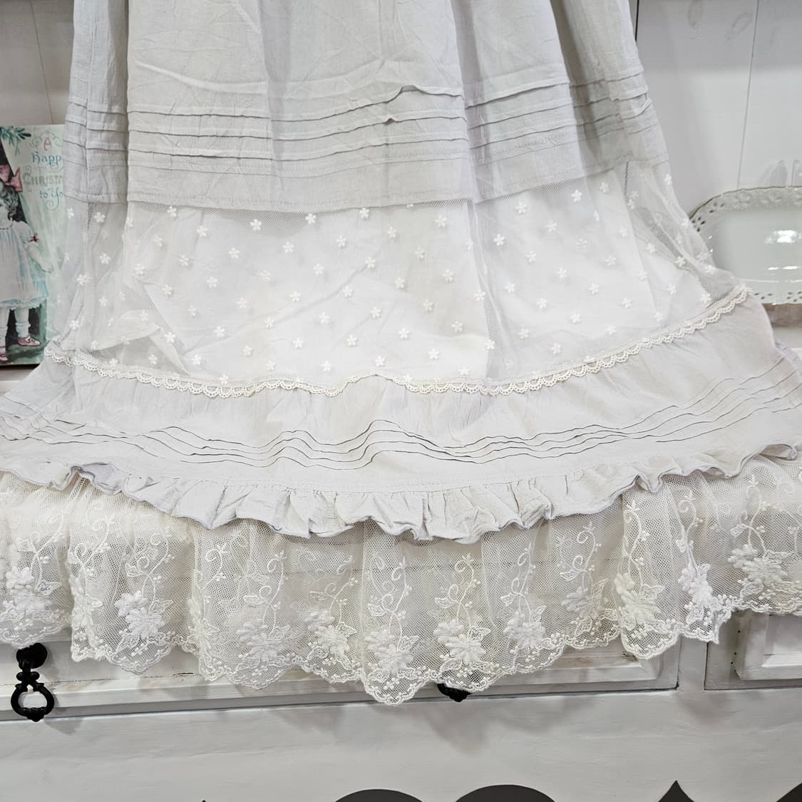 리즈리사(LIZ LISA) 밀크그레이 레이스 롱 원피스 상품이미지7