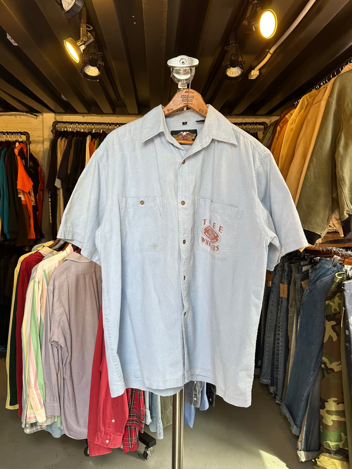 할리데이비슨 프린팅 샴브레이 셔츠 상품이미지1