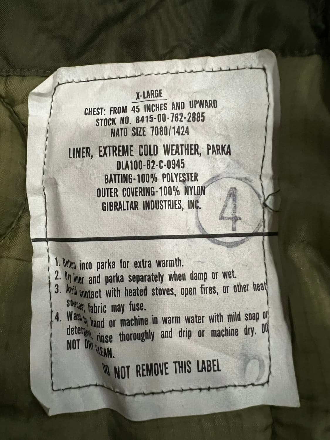 (XL) M65 피쉬테일 오리지널 개파카 풀셋 데드스탁 상품이미지5