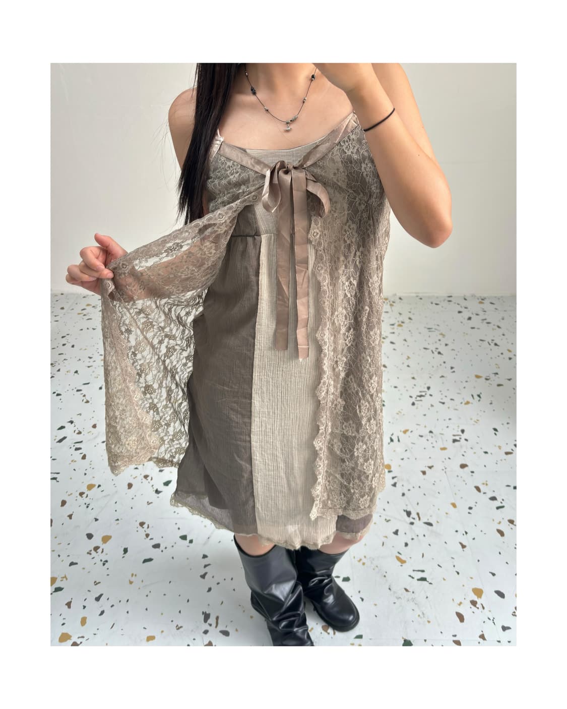 빈티지 레이어드 원피스 상품이미지3