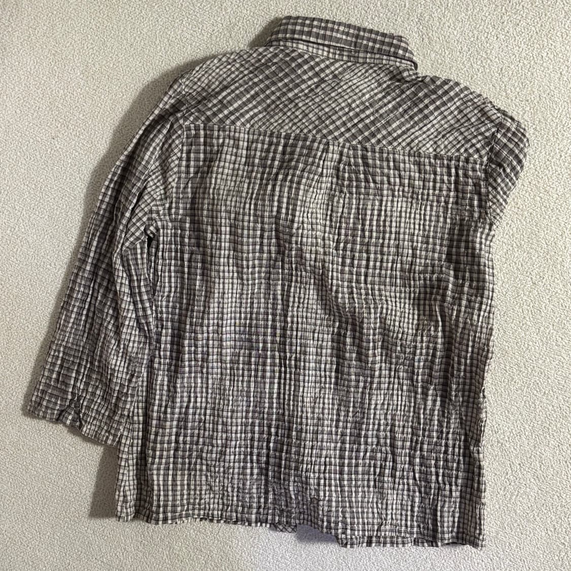 일본빈티지 모리걸 페어리 연브라운 체크셔츠 상품이미지4