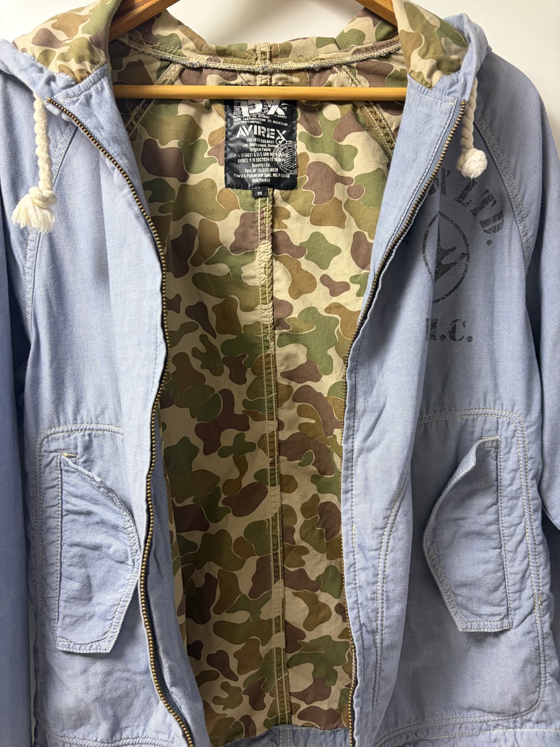 아비렉스 빈티지 카모 코튼 후드 자켓 상품이미지6