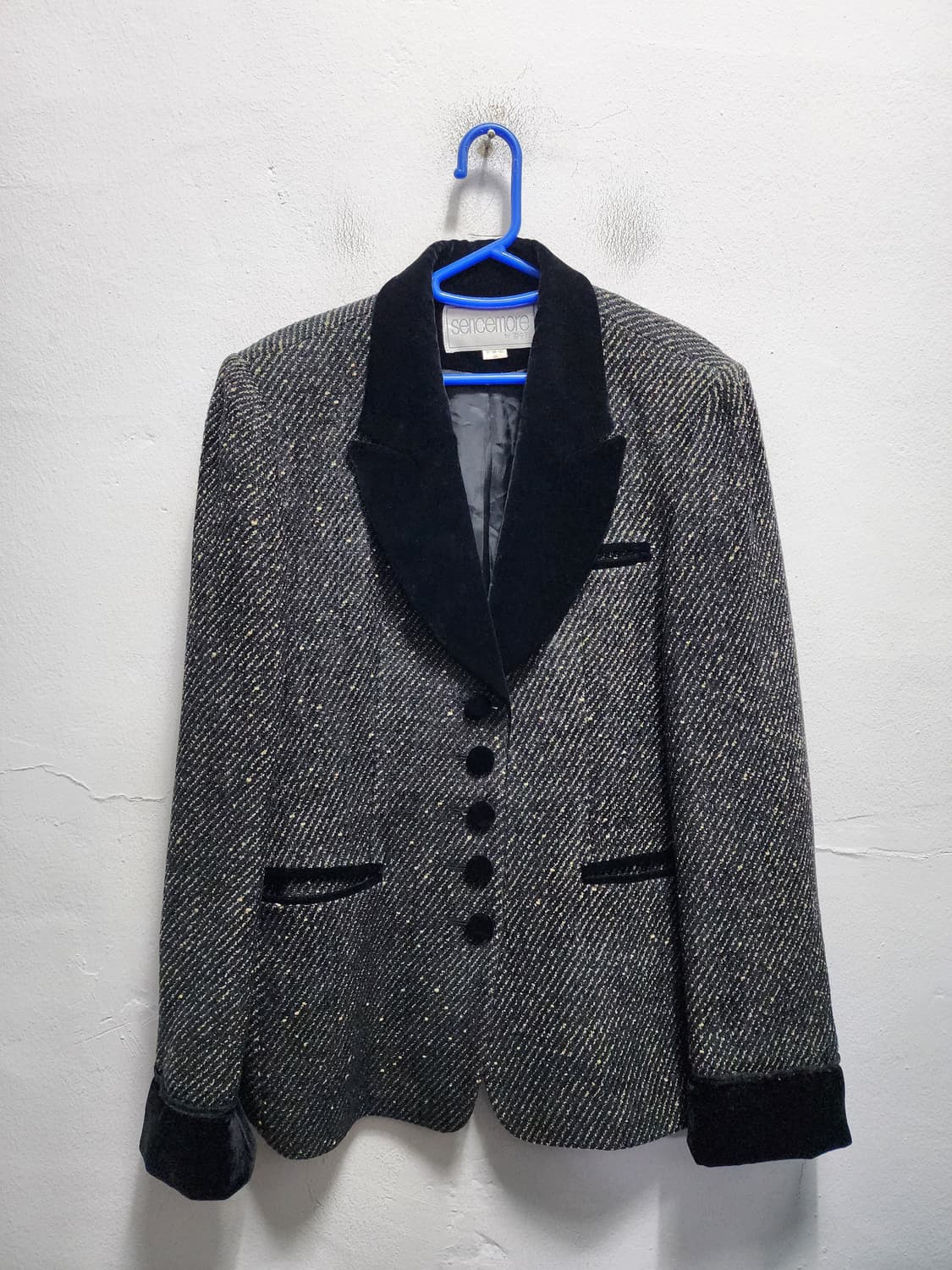 sencemore 테일러드 90s 벨벳 wool 카라 트위드 자켓 상품이미지1