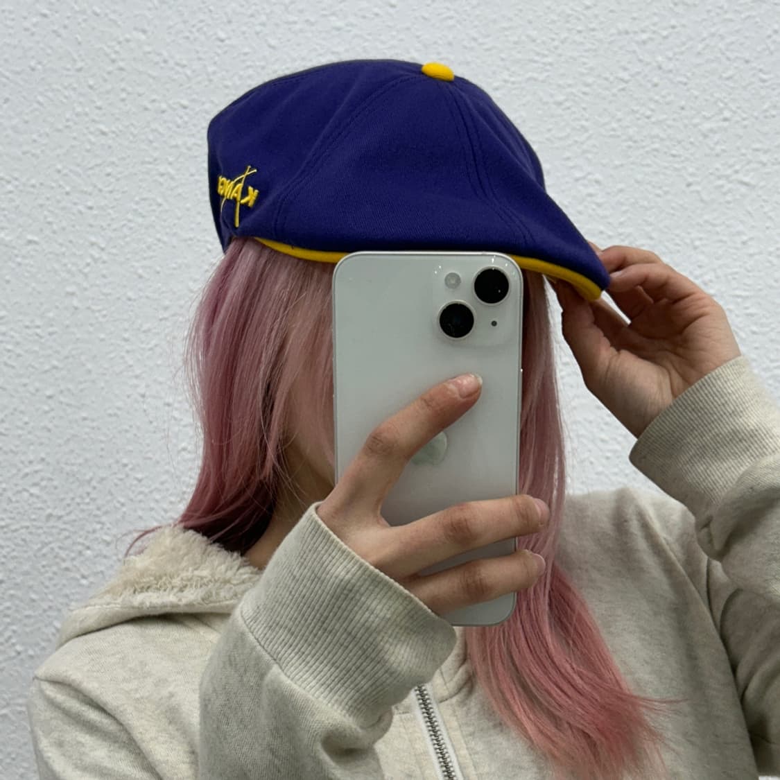 캉골 머스타드 배색 퍼플 헌팅캡 상품이미지1