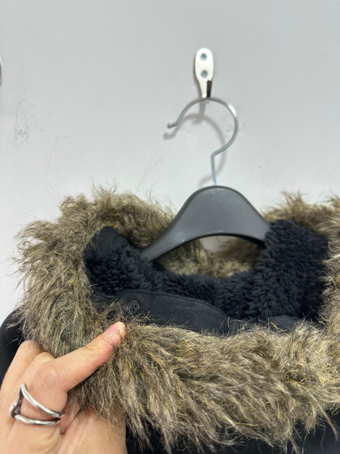 Vintage brown fur hood zip up 상품이미지7