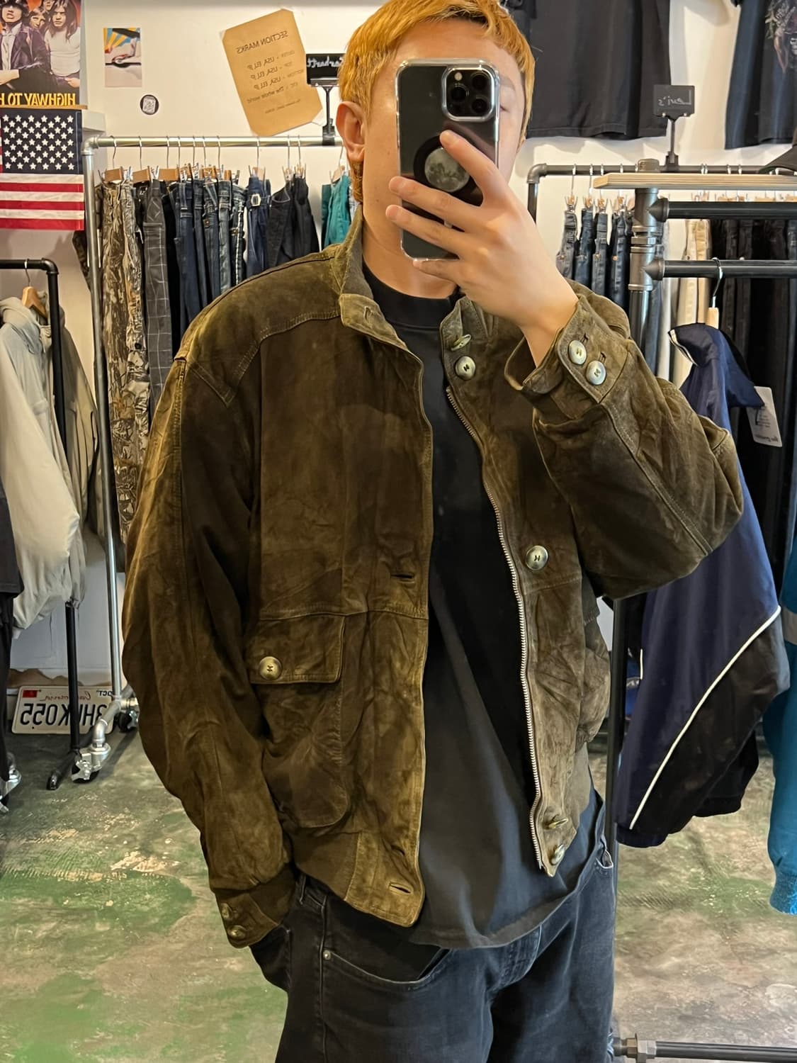 90's [L] 유럽 빈티지 천연가죽 블루종 봄버 자켓 브라운 상품이미지2