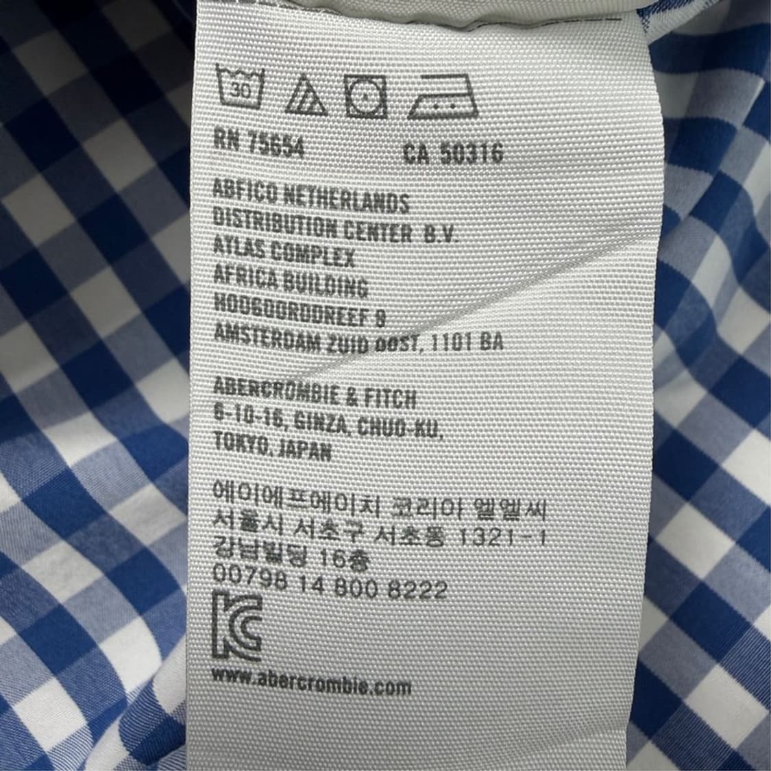 아베크롬비 앤 피치 체크 패턴 셔츠 블루 M 상품이미지7
