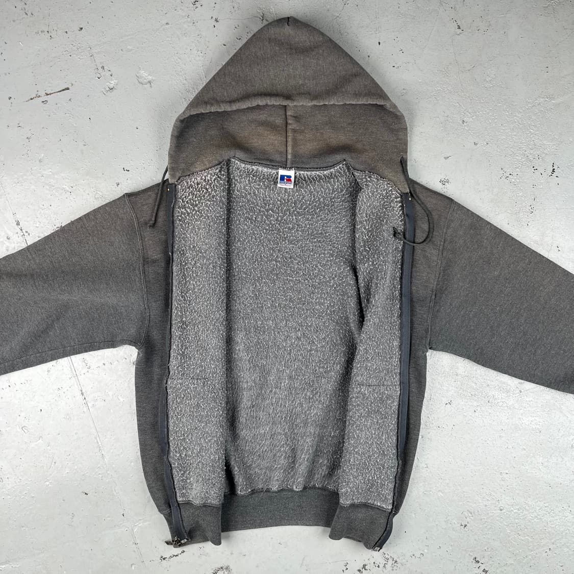 빈티지 러셀 애슬래틱 후드집업 페이디드 그레이 상품이미지4