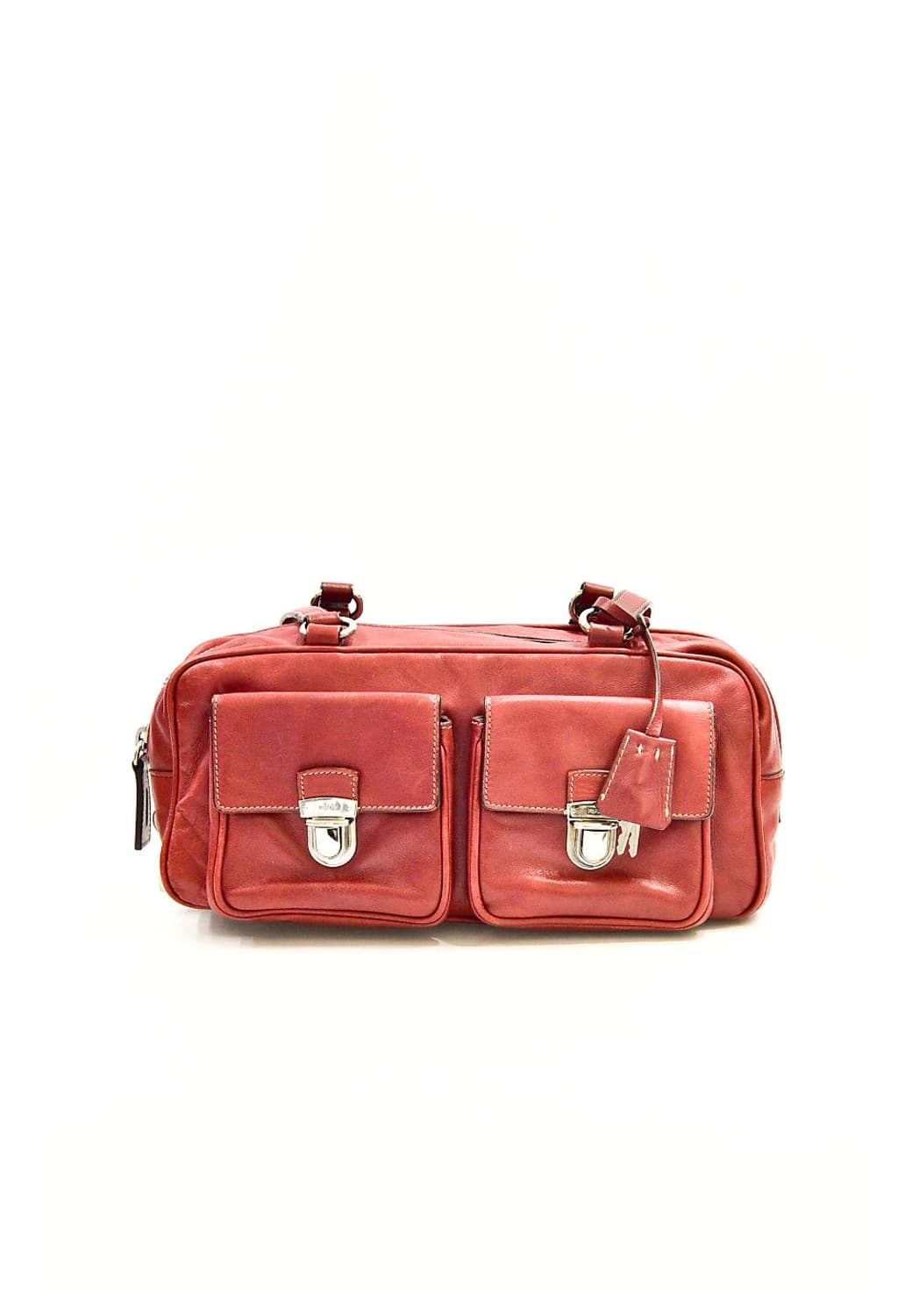 프라다 레드 레더 보스턴 숄더백 (정품) 상품이미지1