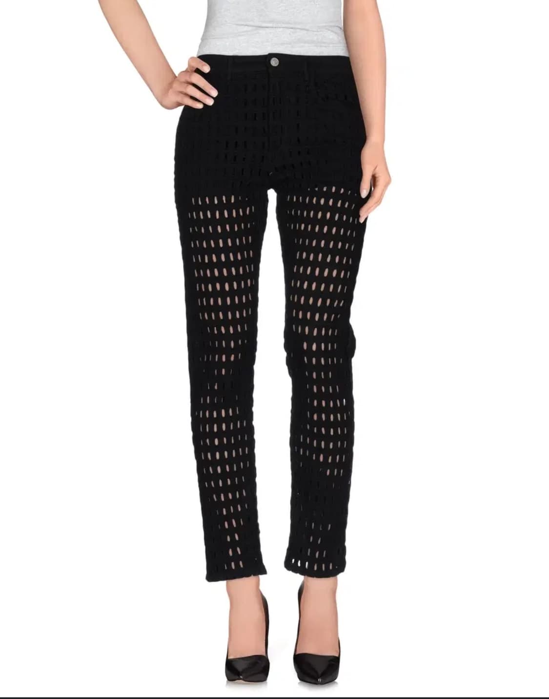 이자벨 마랑 블랙 코튼 브로데리 앙글레즈 슬림 팬츠 상품이미지1