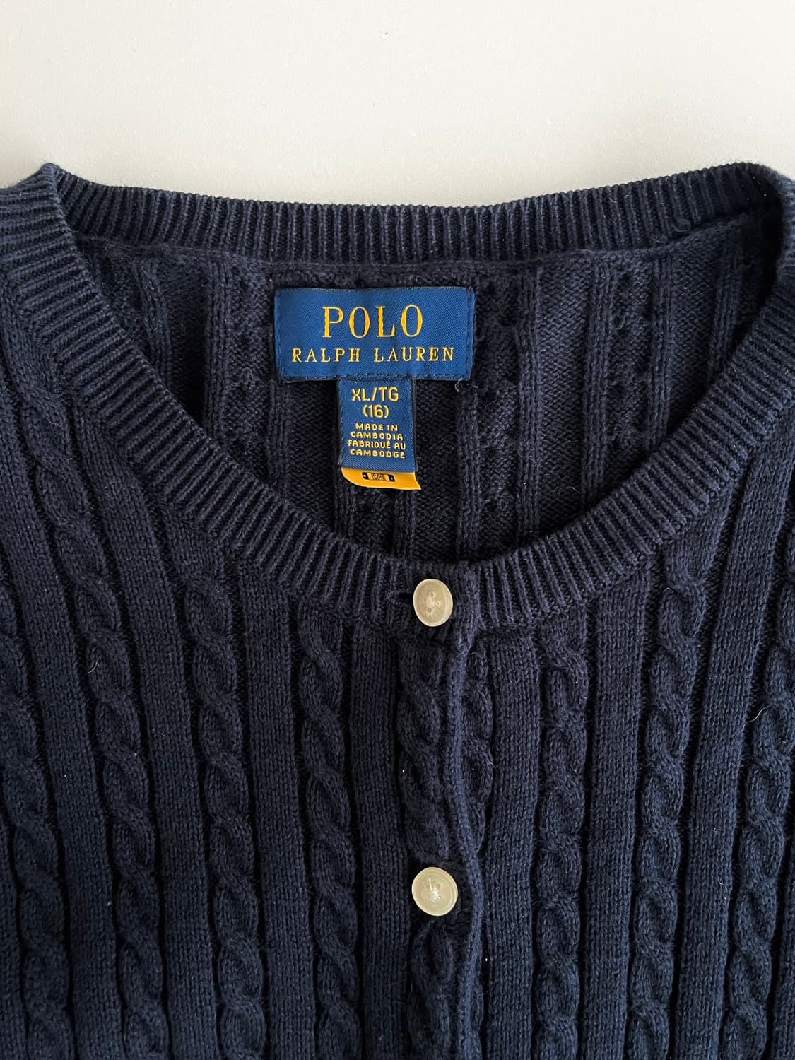 XL) 신형 폴로 랄프로렌 걸즈 꽈배기 가디건 네이비 상품이미지4