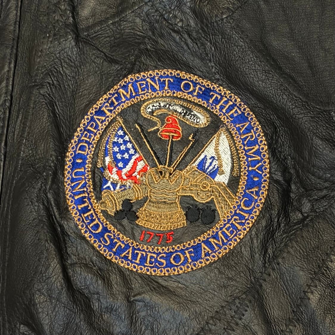 90s USA 빈티지 패치워크 버펄로 가죽자켓 상품이미지4