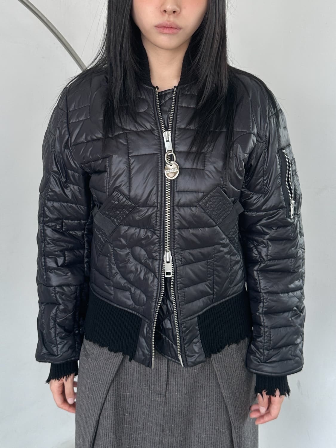 디젤 디스트레스 로고 퀄팅 봄버 상품이미지4