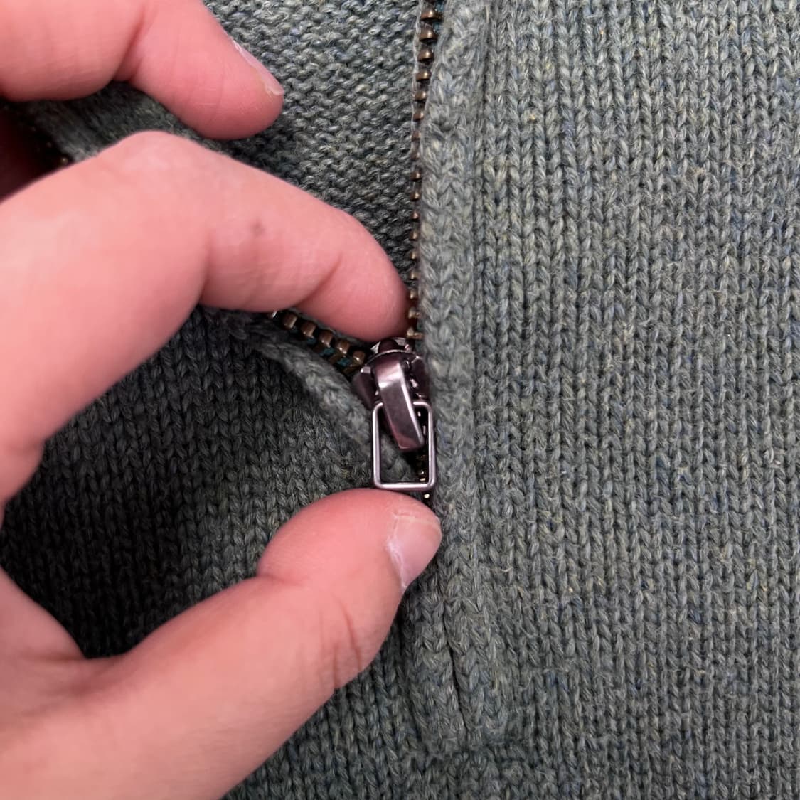 100 폴로랄프로렌 코튼 반집업 그린 니트 상품이미지4