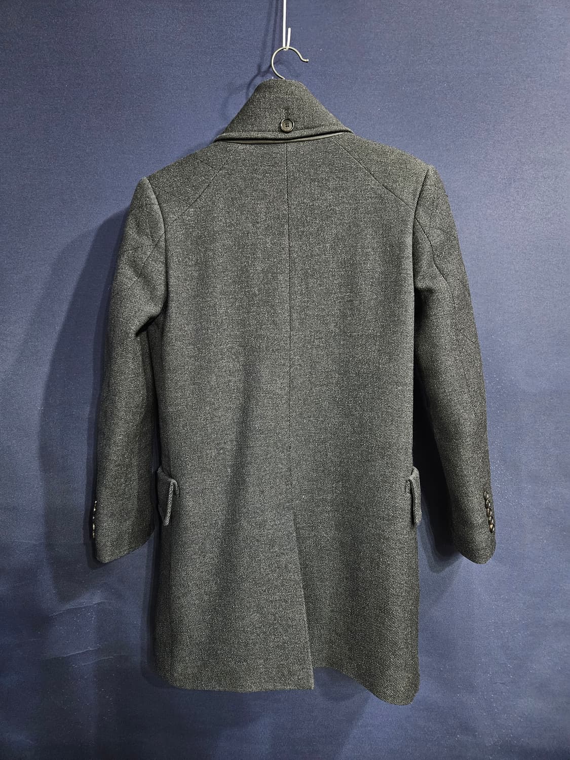 솔리드옴므 우영미 멜란지 그레이 남성 슬림핏 95 더블 하프코트  상품이미지2