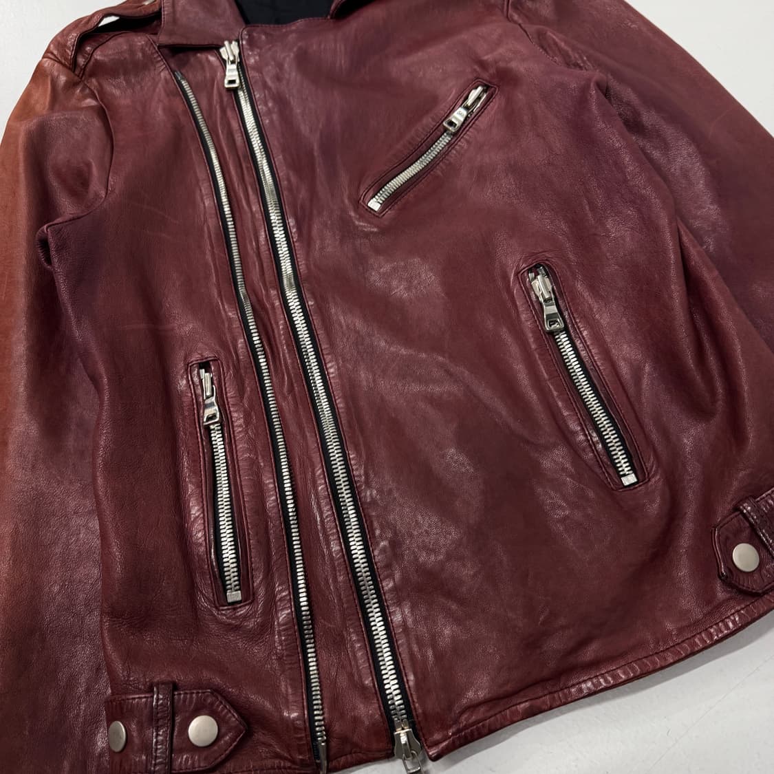 바이커 리얼레더 양가죽 사선 라이더 릭오웬스맛 가죽자켓 상품이미지6