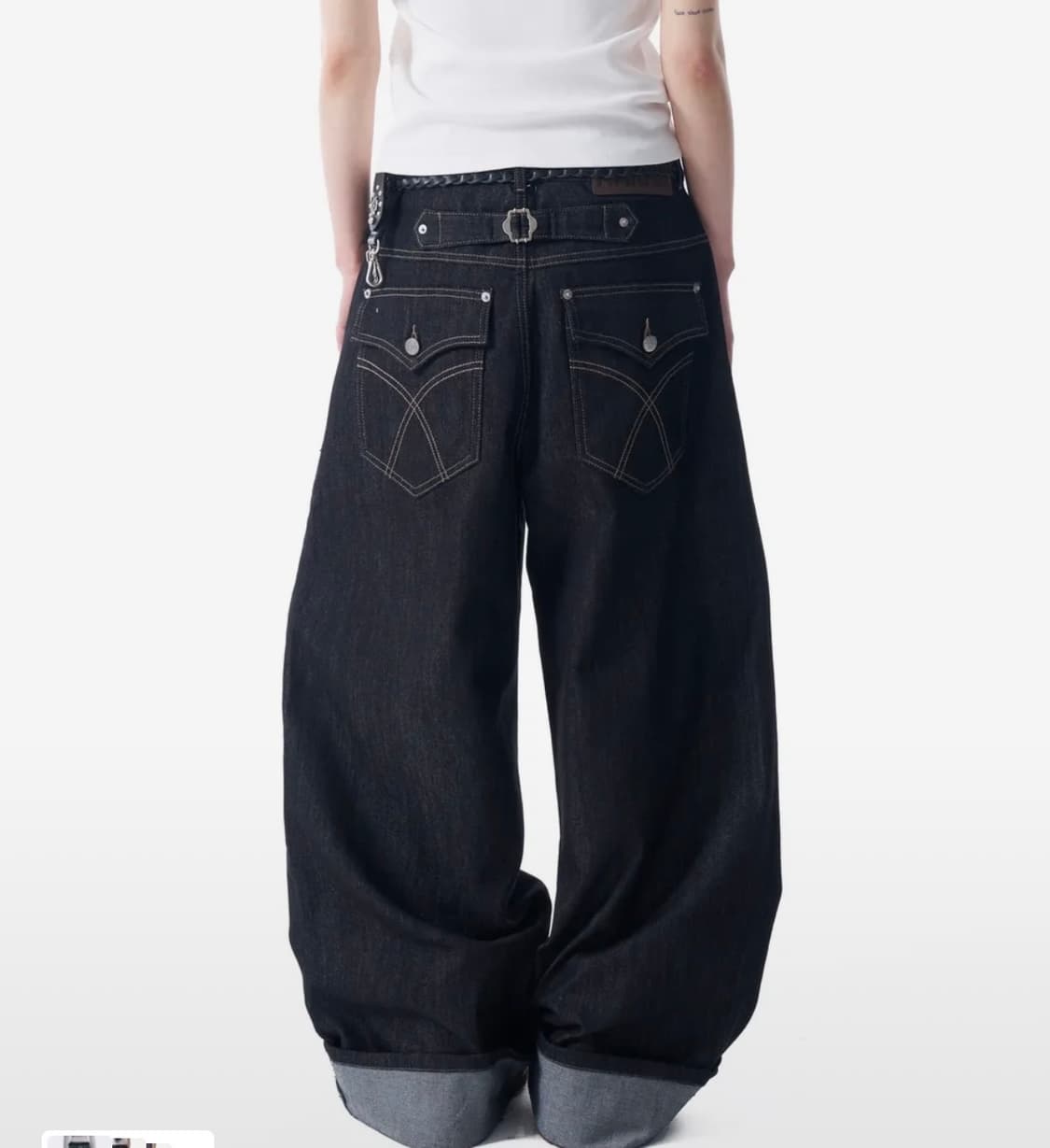 아캄 팬츠 Cinch Back Denim Pants 블랙 상품이미지1