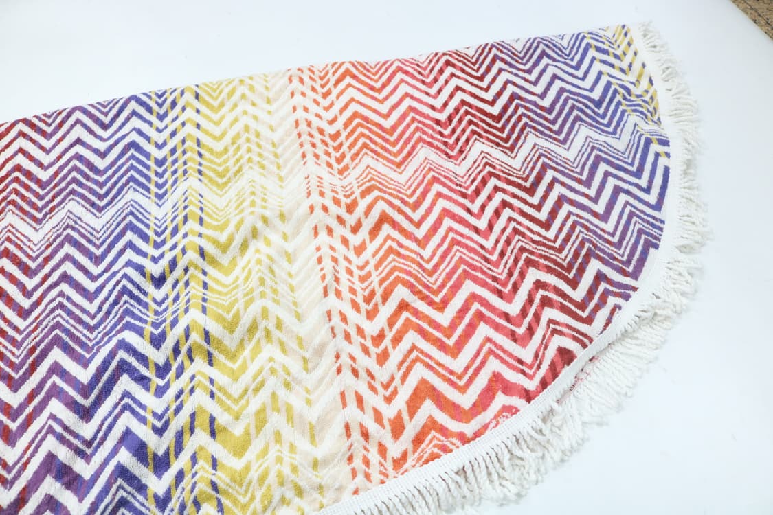 MARUSHIN 마루신 빈티지 지그재그 패턴 라운드 태슬 비치 타월 러그 상품이미지6