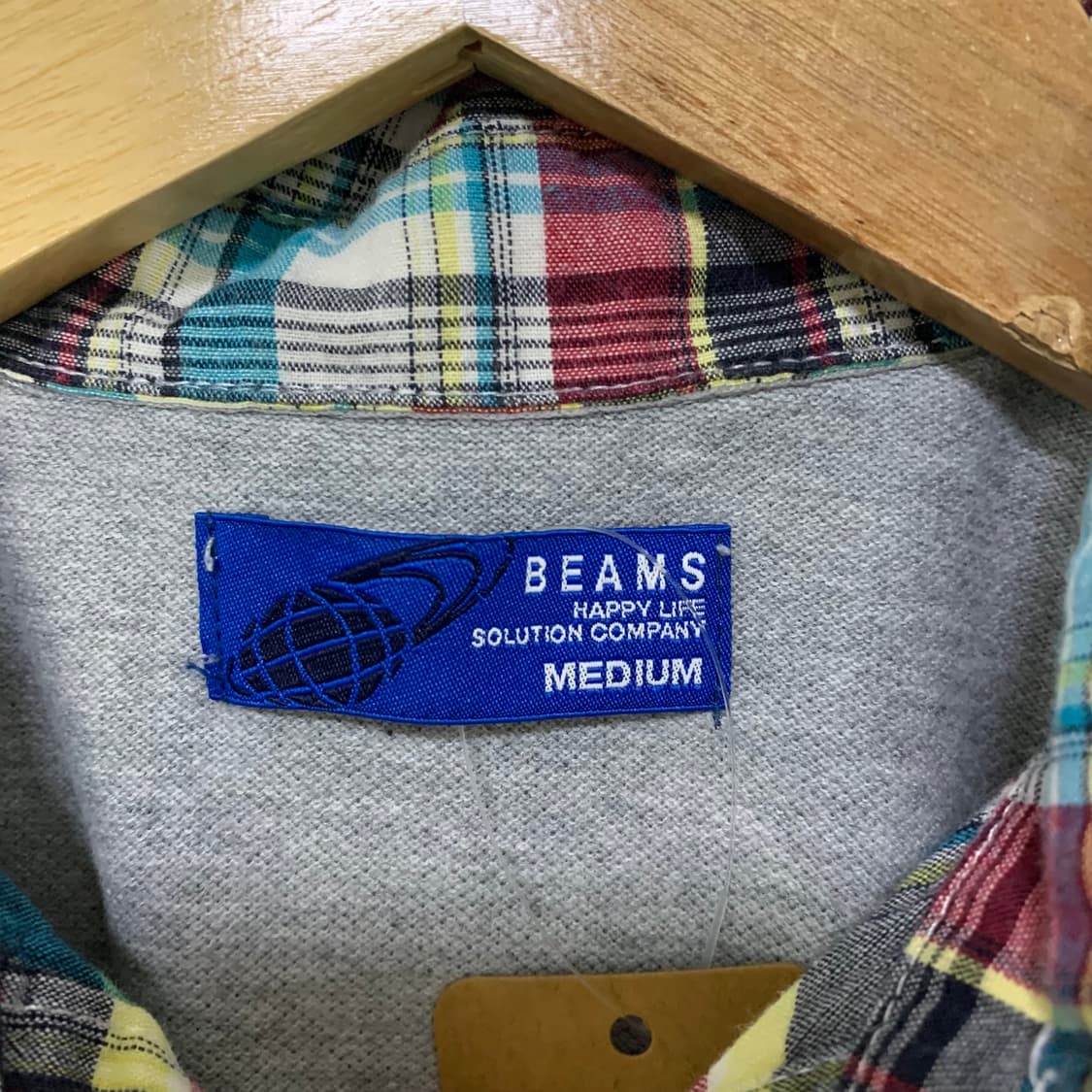 빔즈 체크 셔츠 레이어드 반팔 폴로티 카라 티셔츠 M 일본 빈티지 상품이미지4