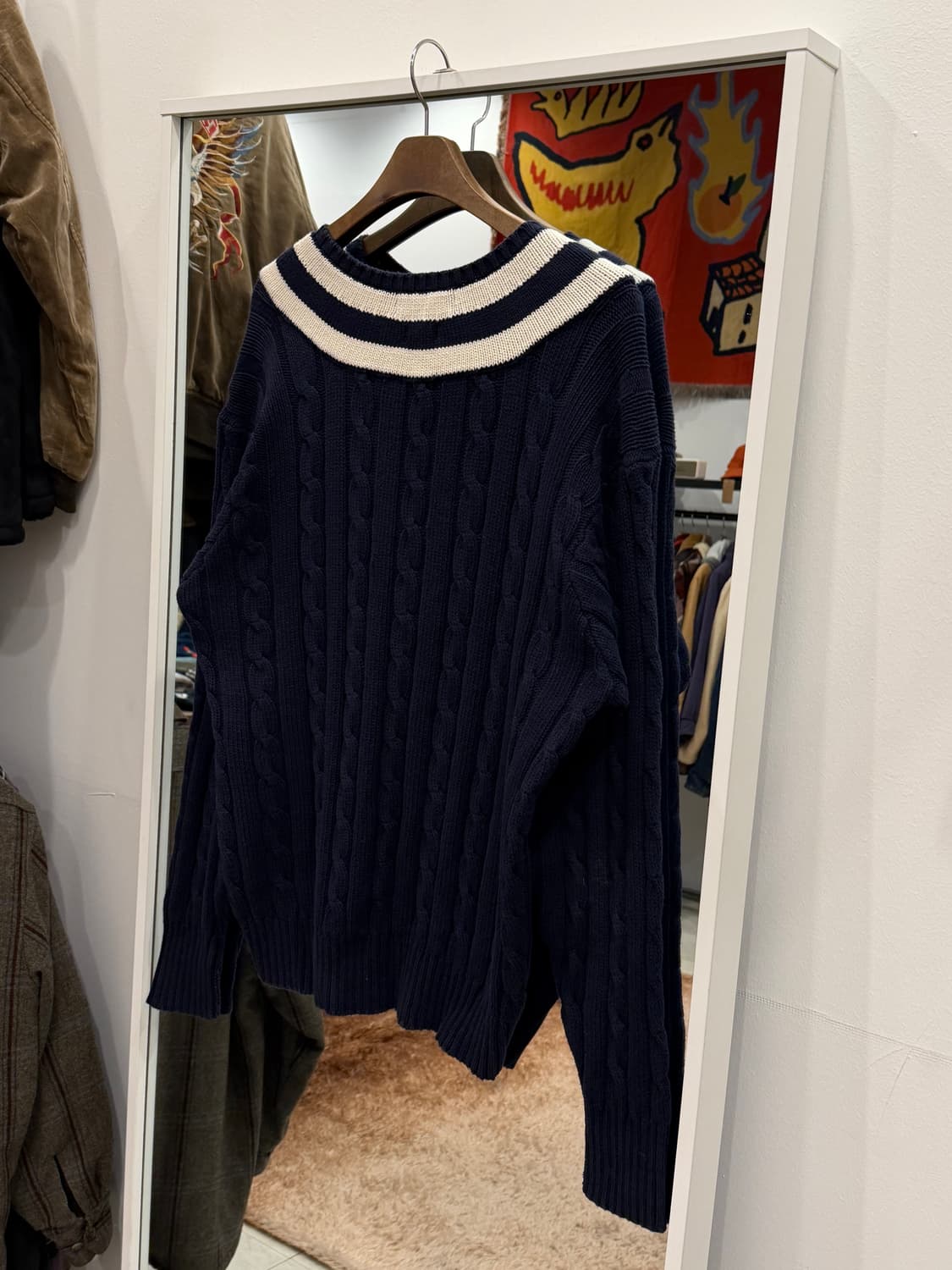 90-00s Polo ralph lauren 테니스 케이블 브이넥 니트 상품이미지4