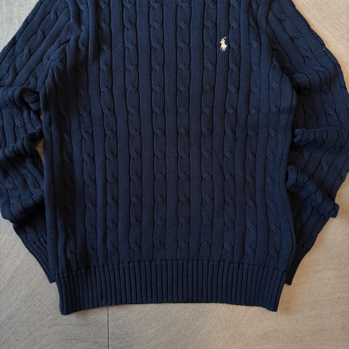 폴로 정품 네이비 코튼 꽈배기 니트 상품이미지4