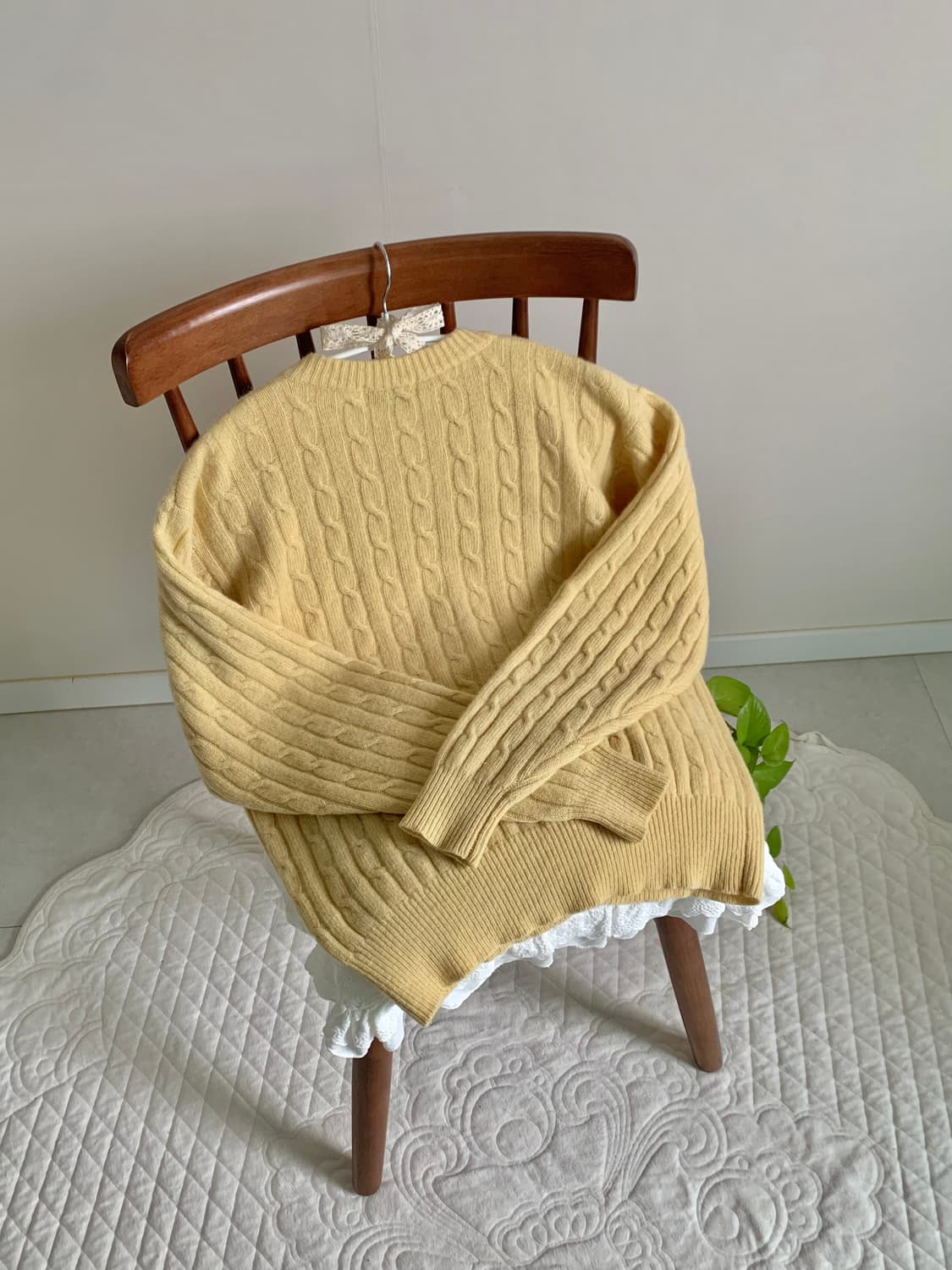 울 앙고라 90 버터 옐로우 가디건 상품이미지5