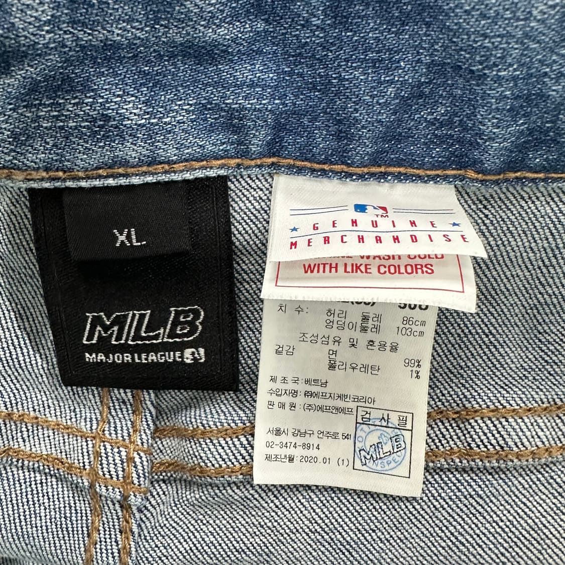 33 MLB 남자 워싱 스판 데님 청바지 상품이미지4