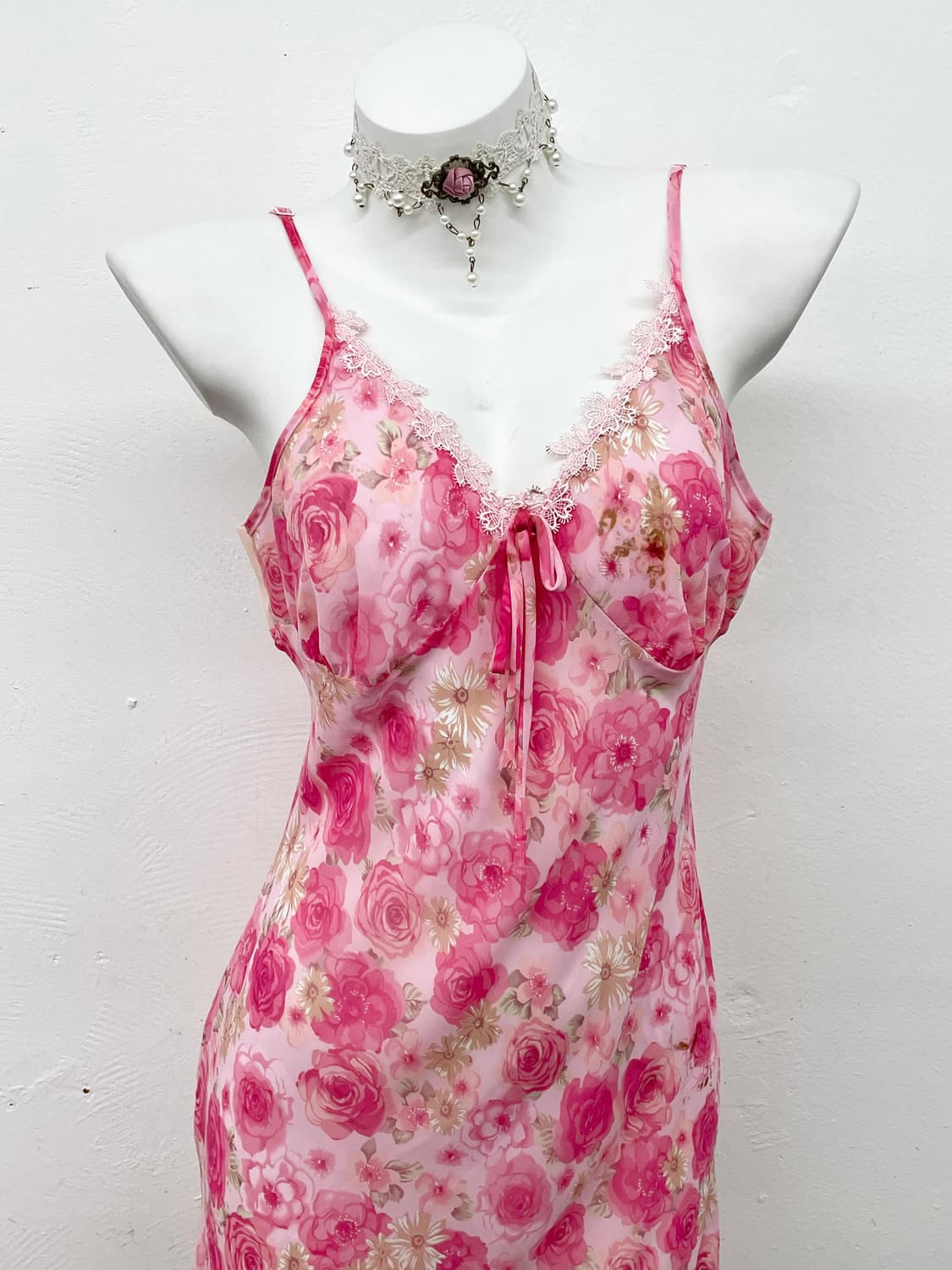 핑크 로즈 레이스 슬립 상품이미지2