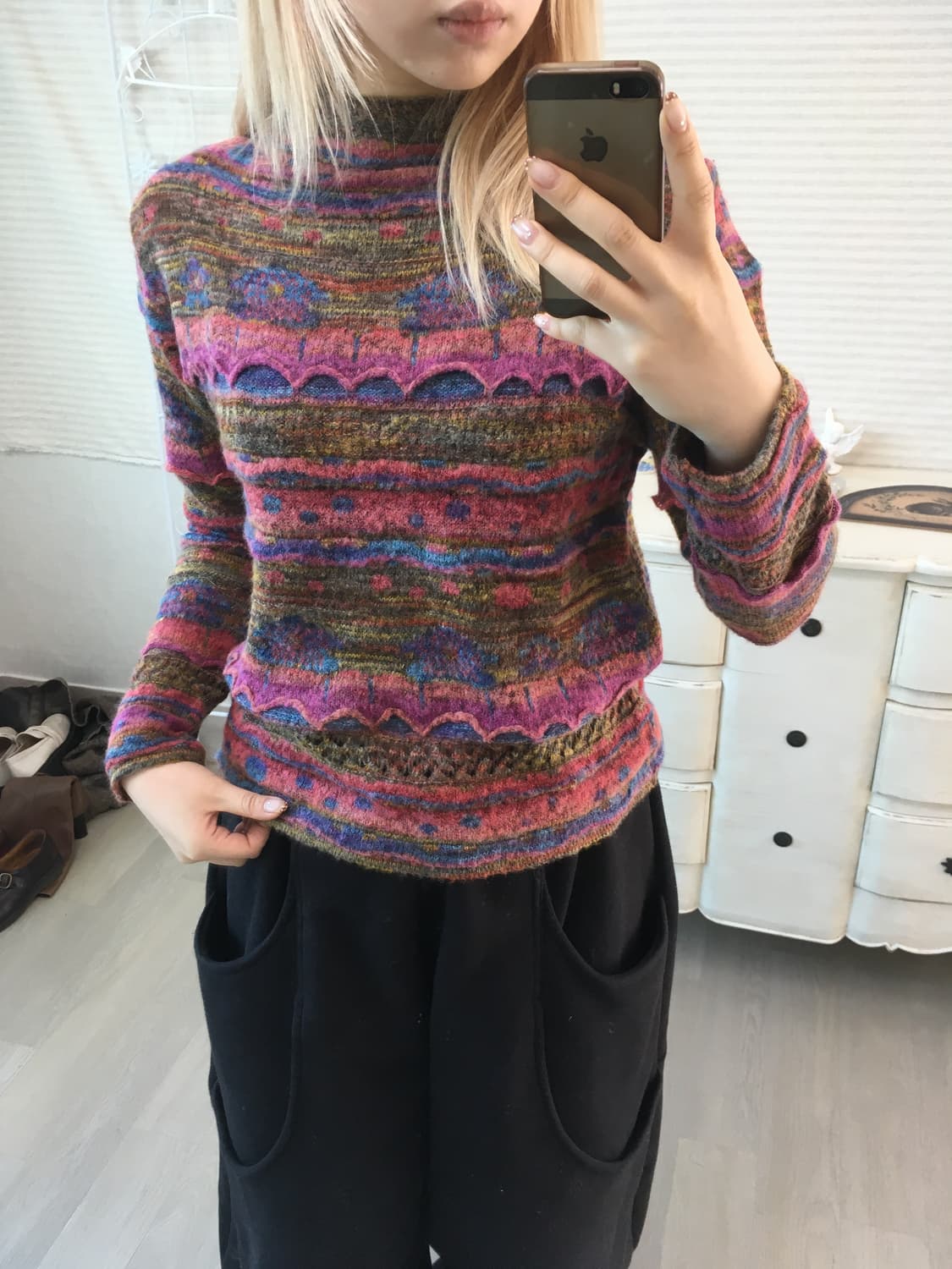 jpn vintage 하구미 보헤미안 빈티지 패턴 니트 상품이미지6