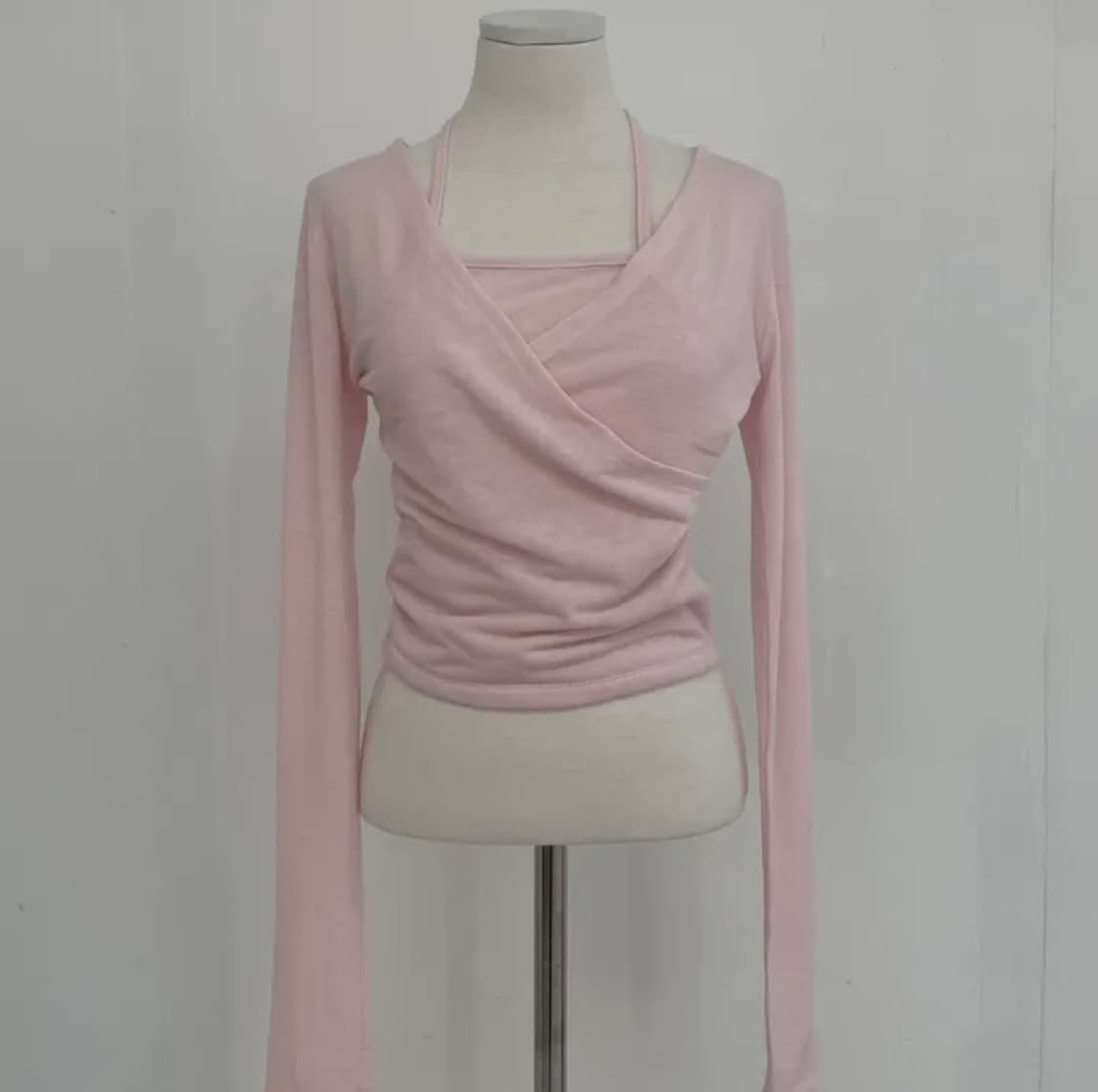 (정가 28800원)챈스온x 플리에 발레코어 랩 가디건 홀터넥 티셔츠🧴 상품이미지3