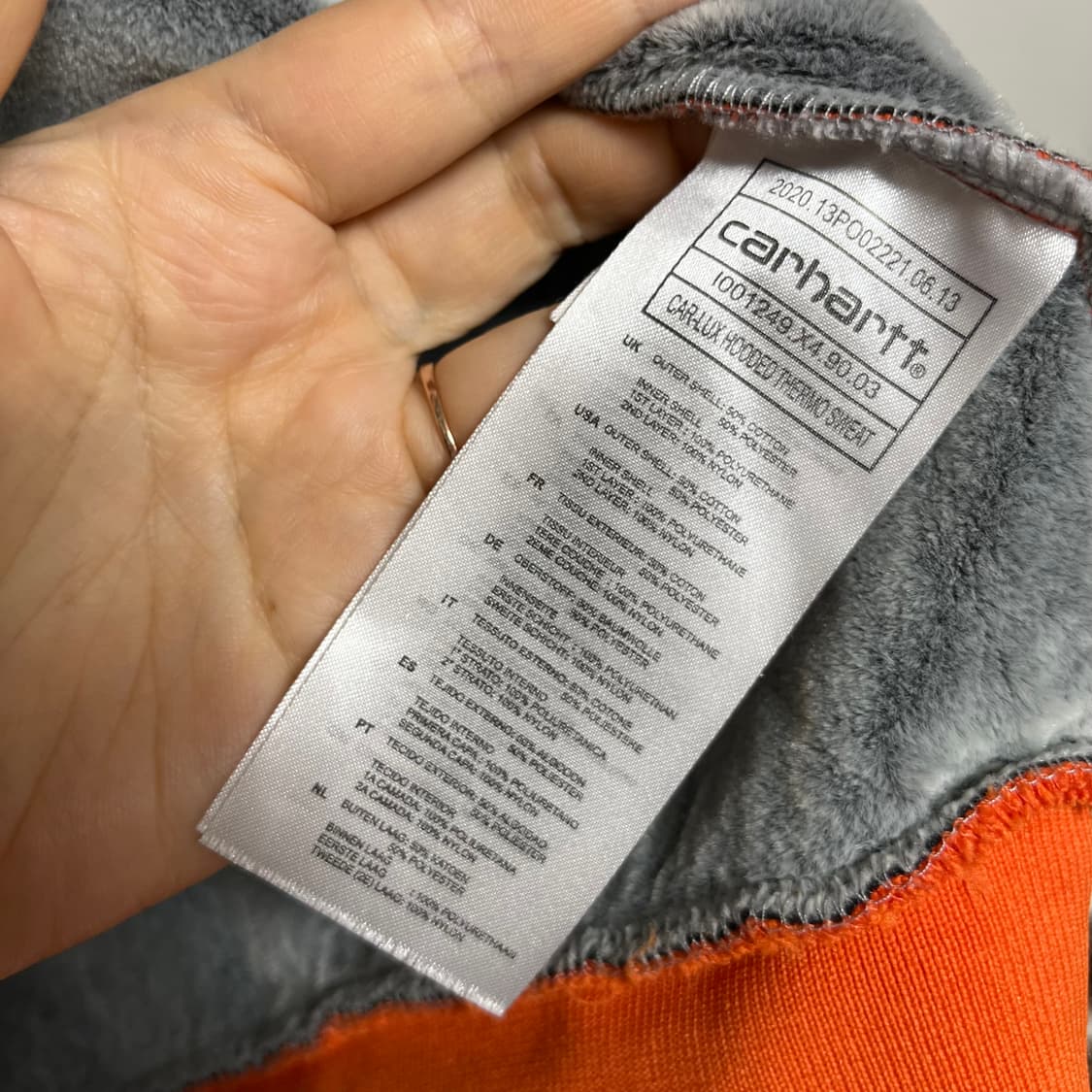 칼하트 오렌지 후드집업 상품이미지3