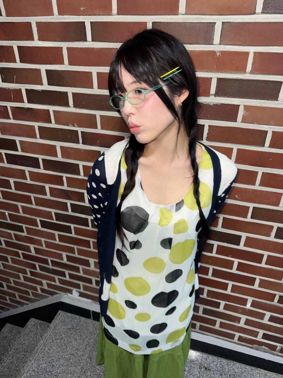 풋과일 도트 소녀 빈티지 코디세트 3pcs 상품이미지2