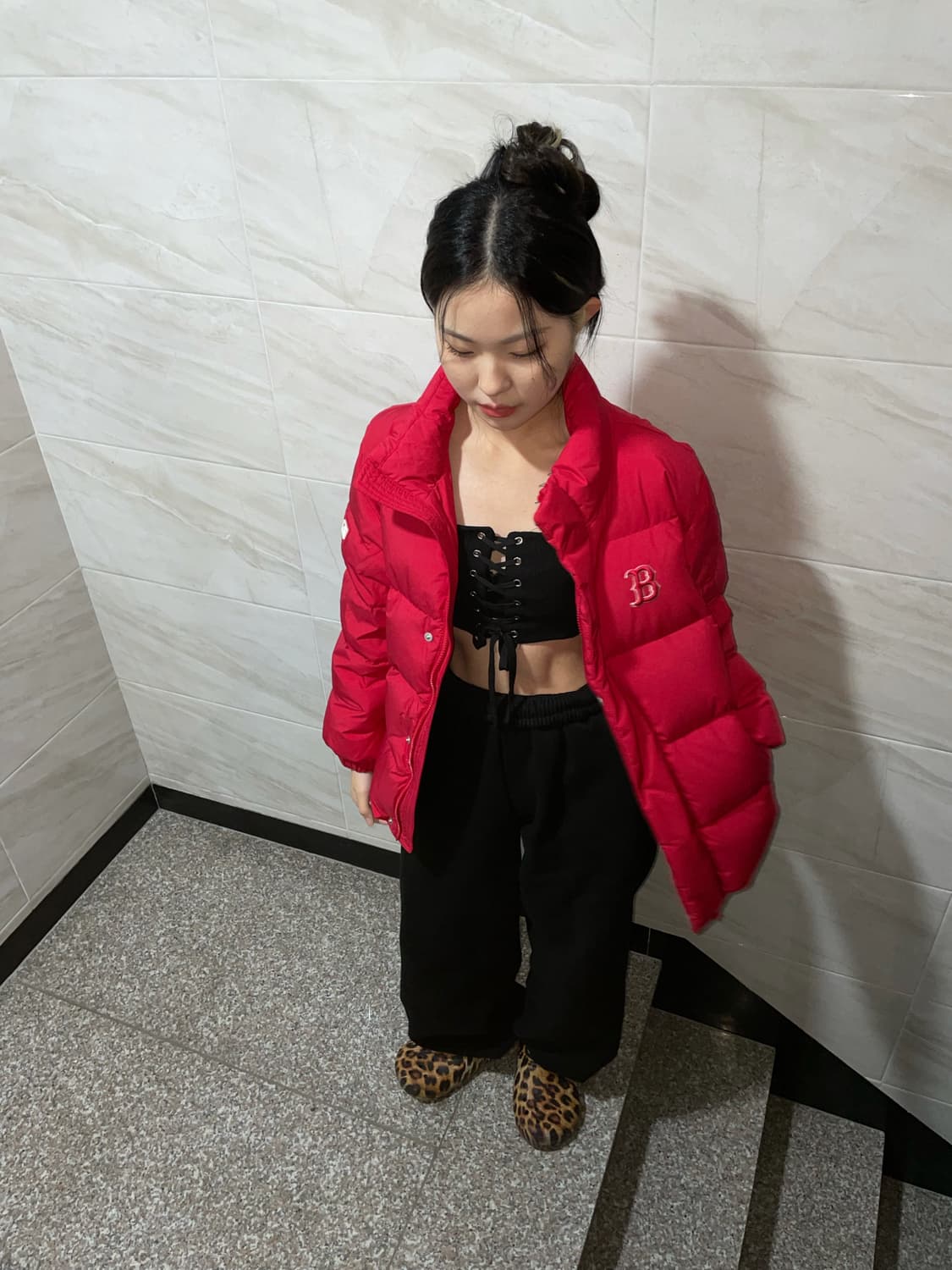 MLB 보스턴 덕다운 레드 숏패딩 상품이미지4