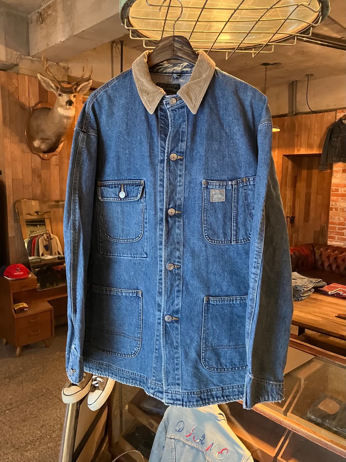 90s USA 빈티지 폴로 컨트리 데님 초어 코트 자켓 상품이미지2